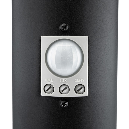 Venkovní zahradní lampa E27 BLACK POST 65cm s pohybovým a soumrakovým senzorem