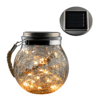 Solární LED zahradní koule RGB visící skleněný efekt Prasklá skleněná lampa