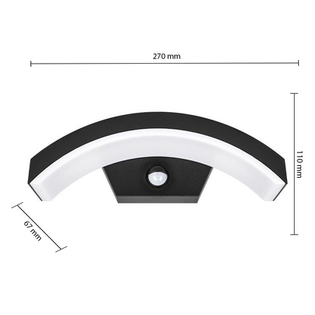 Zahradní nástěnné svítidlo Elevation LED nástěnné svítidlo 9W s pohybovým a soumrakovým senzorem Black BELLA