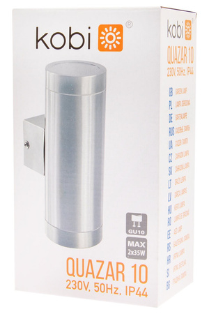 Zahradní fasádní svítidlo horní a spodní LED QUAZAR 10 GU10 IP44 KOBI ALUMINIUM CHROME