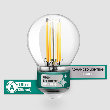 LED žárovka E27 kapka P45 2,2W 470lm = 40W 4000K neutrální bílá 360° vlákno energetická třída A LUMILED