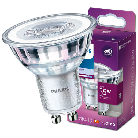 LED žárovka GU10 3.5W = 35W 275lm 4000K Neutrální bila 36° reflektor PHILIPS