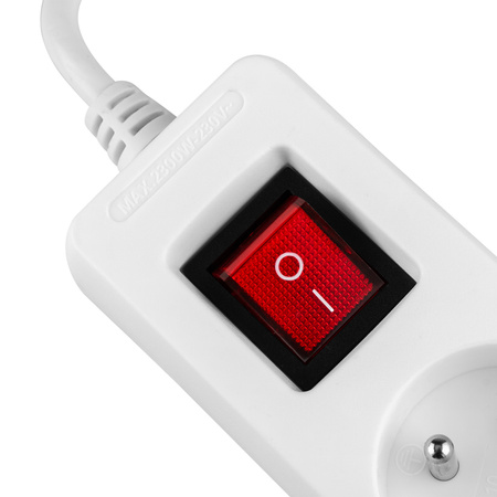 Síťový prodlužovací kabel s uzemněním 3 zásuvky 1,5 m vypínač bílý USB + USB-C kabel ELGER Lumiled