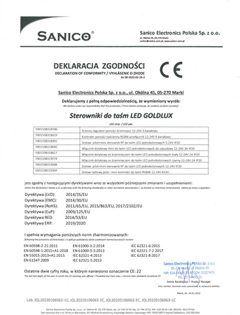 Dálkové ovládání + ovladač pro LED pásky Mono stmívač Sanico Goldlux