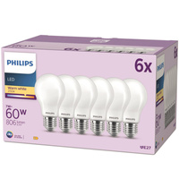 6x LED Žárovka E27 A60 7W = 60W 806lm 2700K Teplá bílá Filament Milky PHILIPS