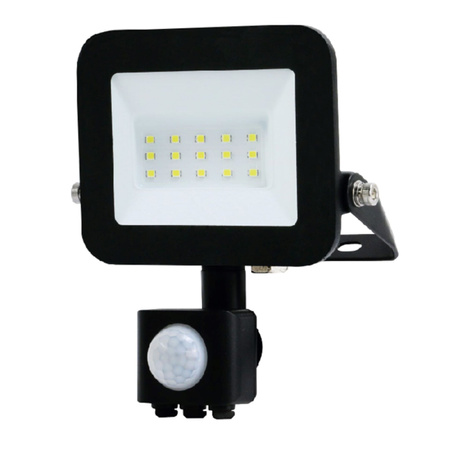 Reflektor LED 10W 800lm 3000K černý s pohybovým a soumrakovým senzorem GOLDLUX (Polux)