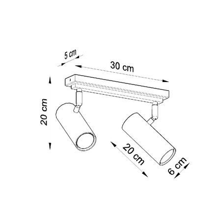 DIREZIONE stropní svítidlo 2xGU10 Reflektor Halogenové svítidlo Pohyblivé 30cm Bílé SOLLUX