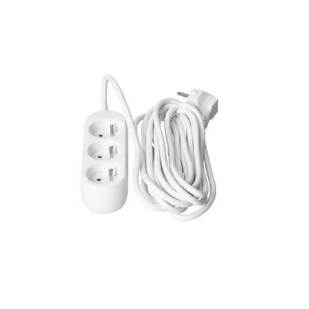 Síťový prodlužovací kabel Zástrčka 3 x uzemněná zásuvka Napájecí pásek 5m Bílá Linea Kobi