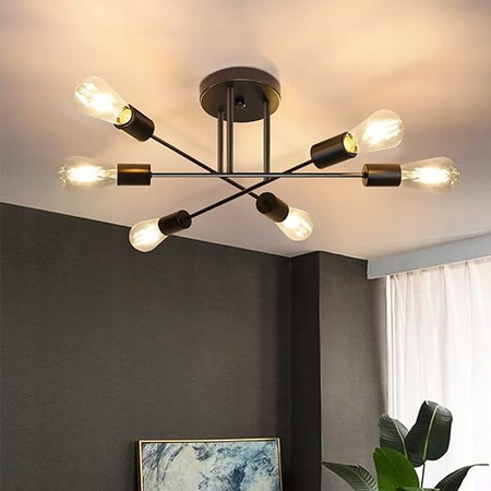 Lustr Stropní závěsné světlo Dekorativní 6x E27 Černá 70cm Masterled