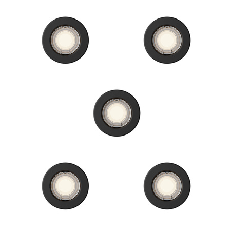 5x LED GU10 zapuštěná pod omítku pevná hliníková kulatá černá Peridot Philips