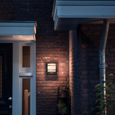 Zahradní nástěnné svítidlo LED PETRONIA 3,8W Senzor pohybu 2700K Teplá IP44 Antracit PHILIPS