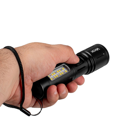 Dobíjecí LED taktická svítilna 5W 260lm Ruční napájení + SMD VA0184 VAYOX