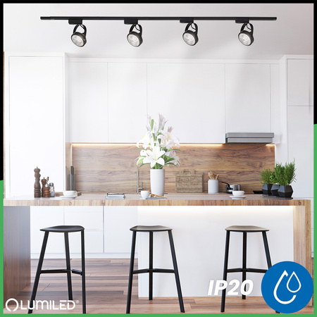 Osvětlovací lišta 2m + 4x reflektor lištový, GU10 AR111 Černá VICTUS LUMILED