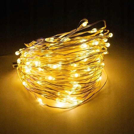 Zahradní solární girlanda okrasný světelný řetěz 200 LED 22m teplá barva