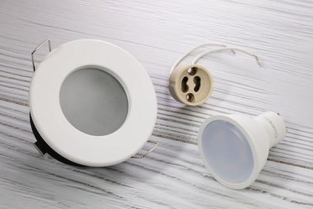 Halogenové Hermetické Koupelnové svítidlo IP44, Bílá AQUS + LED GU10 5W Neutrální bílá LUMILED