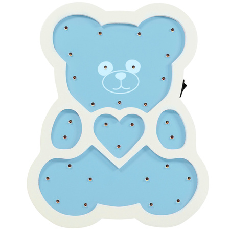 Dřevěná dekorativní noční lampa BEAR BLUE LED hřejivá GOLDLUX (Polux) lampička pro děti