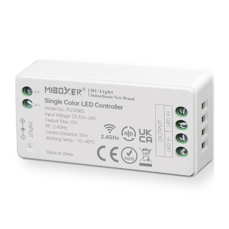 Stmívač přijímač LED Mono pro pásové osvětlení 12-24V DC 12A FUT036S MI-LIGHT