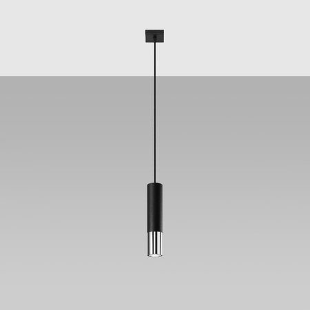LOOPEZ 1 GU10 Závěsné stropní svítidlo Elegant Black Chrome SOLLUX