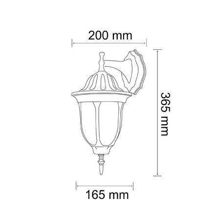 GARDEN nástěnné svítidlo FLORENCE down 1xE27 GOLDLUX (Polux) Alum. PATINA