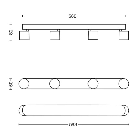 LED STAR stropní svítidlo 4x 4,5W 2700K stmívatelné reflektorové pohyblivé svítidlo černé PHILIPS