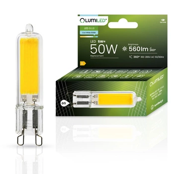Žárovka LED G9, KAPSLE 5W = 50W 560lm 6500K Studená bílá 360° COB LUMILED
