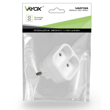 Síťový rozbočovač Double 2x Euro 2P Thief 2 zásuvky VAYOX