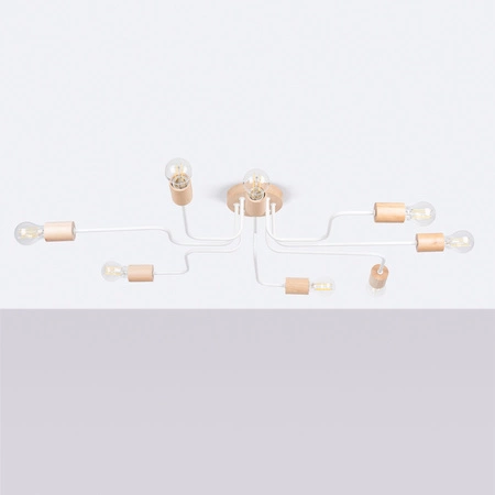 Stropní lustr 8x E27 Přírodní dřevo Bílý Timbo Peach Puff SL.1667 Sollux