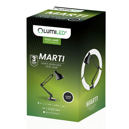 Stolní lampa LED 7W, CCT USB stmívatelná Černá MARTI LUMILED