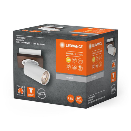 Stropní nástěnné svítidlo LED Nástěnné povrchové svítidlo 3,4 W 230lm 3000K Teplé stmívatelné dekorativní bílé hnědé bodové rtuťové Ledvance