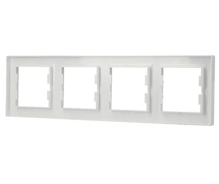 4násobný horizontální rám pro čtyřnásobnou bílou zásuvku Asphora