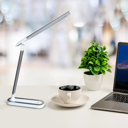 Stolní lampa LED 7W 400lm 4000lm neutrální 120° bílá stříbrná stmívatelná Madera Sanico Goldlux