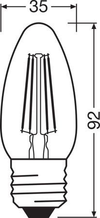 LED žárovka B35 E27 4W = 40W 470lm 2700K teplá bílá FILAMENT LEDVANCE