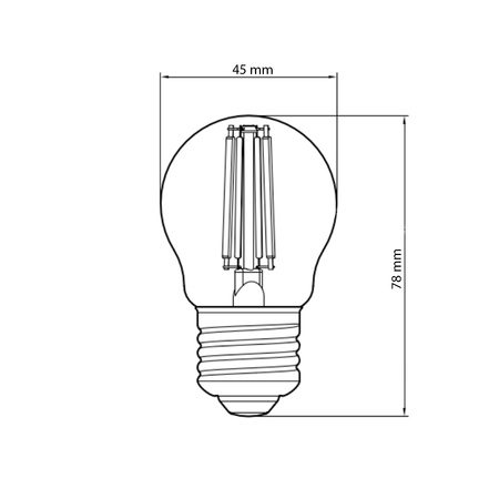 LED žárovka E27 G45 4,5W = 40W Blue Filament TOSHIBA