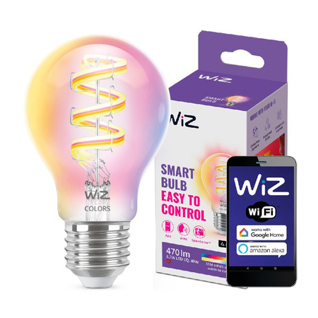 LED žárovka E27 A60 6,3W = 40W CCT + RGB FILAMENT SMART WiFi WiZ