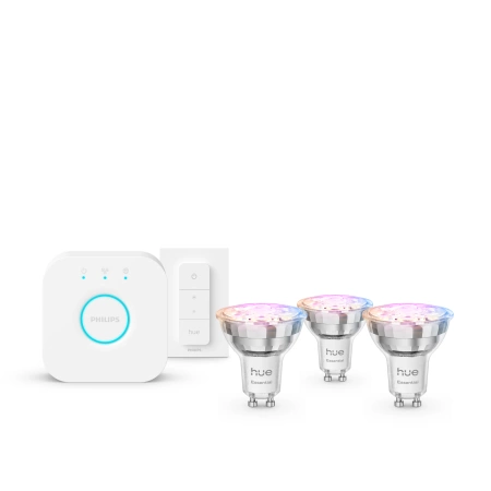 3x LED GU10 Reflector PAR16 4,7W = 50W 345lm 2200-6500K CCT + RGB SMART Smart Bluetooth ZigBee White and Color Ambiance + Bridge Bridge Philips HUE Starter Kit