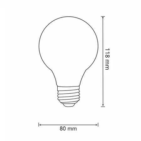 LED žárovka E27 G80 4W = 18W 320lm 2000K Teplá bílá 360° vlákno GOLDLUX (Polux)