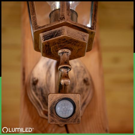 Zahradní nástěnná lampa snímač pohybu, E27 lucerna BELLIS LUMILED