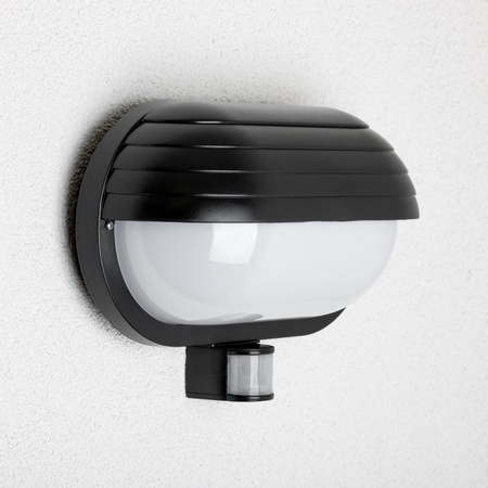 Zahradní nástěnná lampa FRODA E27 IP44 s PIR senzorem černá
