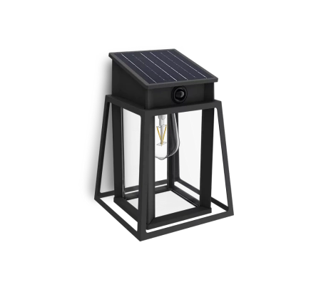 Zahradní nástěnná lampa Solární venkovní fasádní lampa LED 3,2 W 470 lm 4000K IP44 se senzorem pohybu a soumraku černá Lysin Ultra Efficient Philips