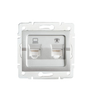 Počítačová a telefonní zásuvka RJ45 RJ11 Square Silver LOGI Kanlux