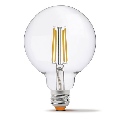 LED žárovka E27 G95 7W = 60W 806lm 4000K Neutrální bila vlákno Stmívatelné 360° VIDEX