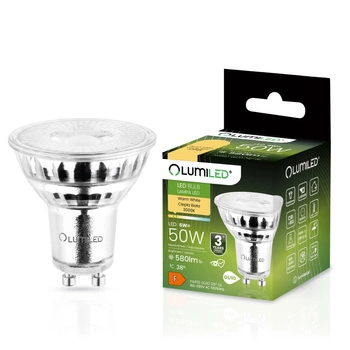 Žárovka LED GU10, 6W = 50W 580lm 3000K Teplá bílá 38° Skleněná LUMILED