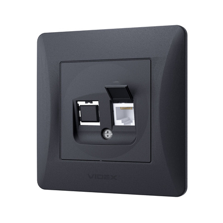 Jednoduchá počítačová zásuvka RJ45 pod omítku černá BINERA VIDEX