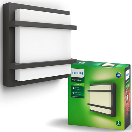 PETRONIA 3,8W 2700K IP44 Antracitová zahradní LED nástěnná lampa PHILIPS
