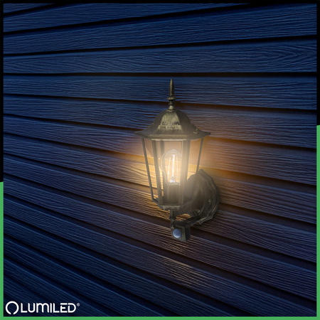 Zahradní nástěnná lampa snímač pohybu, E27 lucerna BELLIS LUMILED