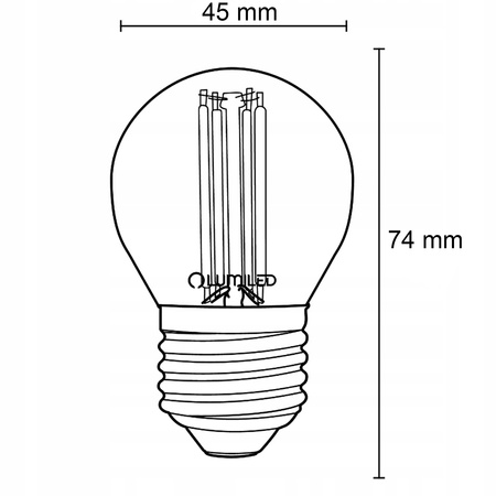 Žárovka LED E27, P45 Filament 7W = 60W 806lm 4000K Neutralní bílá 360° LUMILED