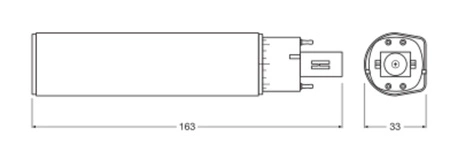 LED zářivka G24 10W = 26W 1100lm 6500K studená bílá 120° Dulux Ledvance