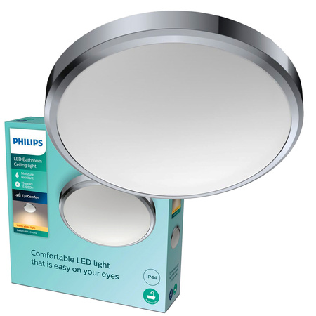 Plafond LED lampa pro povrchovou montáž DORIS 17W 2700K IP44 31cm chrom PHILIPS