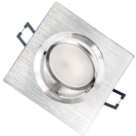 Halogenová Podhledové svítidlo GU10, Nastavitelná Čtvercová Stříbrná kartáčovaná LUMILED