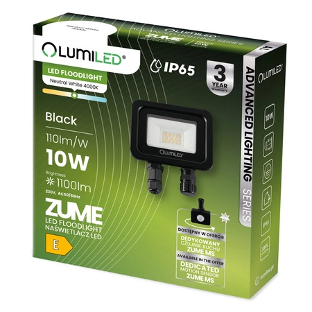 LED Reflektor 10W, 1100lm 4000K IP65 Černá ZUME ALS LUMILED